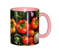 JEJEA Variety Fresh Vegetables Fruits Print 11 Oz Pottery Mug, Ceramic Coffee Cups Elegant Tea Mugs with Gift Box for Women with 6 Colors