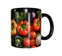 JEJEA Variety Fresh Vegetables Fruits Print 11 Oz Pottery Mug, Ceramic Coffee Cups Elegant Tea Mugs with Gift Box for Women with 6 Colors