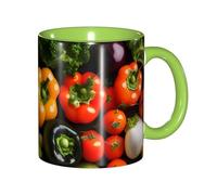 JEJEA Variety Fresh Vegetables Fruits Print 11 Oz Pottery Mug, Ceramic Coffee Cups Elegant Tea Mugs with Gift Box for Women with 6 Colors