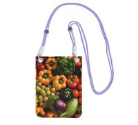 JEJEA Variety Fresh Vegetables Fruits Print Crossbody Phone Bag For Women Men, Adjustable Strap Phone Purse, For Travel Shopping
