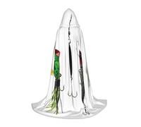 JEJEA Various Type Of Fishing Baits Print Halloween Cosplay Christmas Party Outfits Hooded Wizard Robe Halloween Cloak Medieval Renaissance