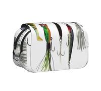 JEJEA Various Type of Fishing Baits Print Pen Pencil Case Pencil Case Holder for Pencils Makeup Multi-Purpose Organizer Box for Adluts