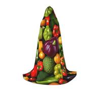 JEJEA Vegetable Fruit Print Halloween Cosplay Christmas Party Outfits Hooded Wizard Robe Halloween Cloak Medieval Renaissance