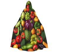 JEJEA Vegetable Fruit print Halloween Hooded Cloak Cape Unisex for Cosplay, Christmas Party Favors Witchy Outfits