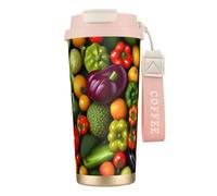 JEJEA Vegetable Fruit Print Stainless Steel Insulated Mugs, Double Wall Coffee Cups, Coffee Travel Mug for Home Office