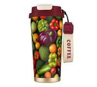 JEJEA Vegetable Fruit Print Stainless Steel Insulated Mugs, Double Wall Coffee Cups, Coffee Travel Mug for Home Office