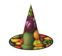JEJEA Vegetable Fruit Print Women'S Large Witch Hat Witch Hat Witches Hats Halloween Cosplay Party Accessory