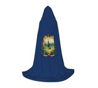 JEJEA Vermont State Flag Print Halloween Cosplay Christmas Party Outfits Hooded Wizard Robe Halloween Cloak Medieval Renaissance