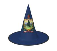 JEJEA Vermont State Flag Print Women'S Large Witch Hat Witch Hat Witches Hats Halloween Cosplay Party Accessory