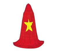 JEJEA Vietnamese Flag Print Halloween Cosplay Christmas Party Outfits Hooded Wizard Robe Halloween Cloak Medieval Renaissance