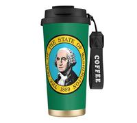 JEJEA Washington Flag Print Stainless Steel Insulated Mugs, Double Wall Coffee Cups, Coffee Travel Mug for Home Office
