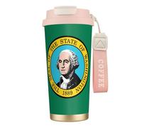 JEJEA Washington Flag Print Stainless Steel Insulated Mugs, Double Wall Coffee Cups, Coffee Travel Mug for Home Office