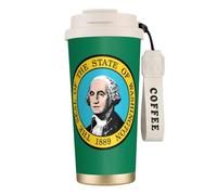 JEJEA Washington Flag Print Stainless Steel Insulated Mugs, Double Wall Coffee Cups, Coffee Travel Mug for Home Office