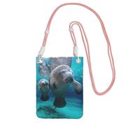 JEJEA West Indian Manatees Print Crossbody Phone Bag For Women Men, Adjustable Strap Phone Purse, For Travel Shopping