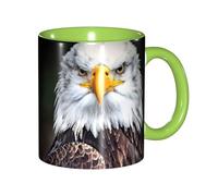 JEJEA White Head Eagle Print 11 Oz Pottery Mug, Ceramic Coffee Cups Elegant Tea Mugs with Gift Box for Women with 6 Colors