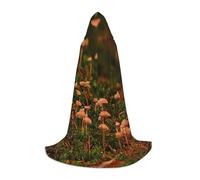 JEJEA Wild Mushroom Print Halloween Cosplay Christmas Party Outfits Hooded Wizard Robe Halloween Cloak Medieval Renaissance