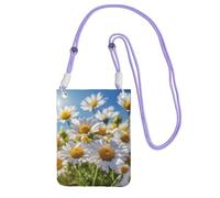 JEJEA Wild White Daisy Flower Print Crossbody Phone Bag For Women Men, Adjustable Strap Phone Purse, For Travel Shopping