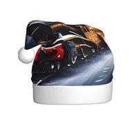JEJEA Winter Christmas Snow Night Railway Train Print Gorros De Navidad Para Adultos, Santa Hats For Funny, Novelty Christmas Hats, For Xmas Party