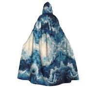 JEJEA Within The Tides Print Witch Wizard Hooded Cloak, Adult Halloween Party Cape, For Witch Vampire Cosplay Costume