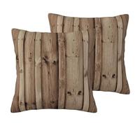 JEJEA Wood Grain Print Imitation Linen Pillowcase-2 Sets, Decorative Throw Pillow Covers For Living Room Bed Sofa