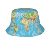 JEJEA World Map Print Bucket Hat for Men Women,Packable Reversible Printed Sun Hats,Fisherman Outdoor Summer Black