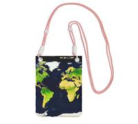 JEJEA World Map Print Crossbody Phone Bag For Women Men, Adjustable Strap Phone Purse, For Travel Shopping