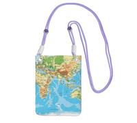 JEJEA World Map Print Crossbody Phone Bag For Women Men, Adjustable Strap Phone Purse, For Travel Shopping