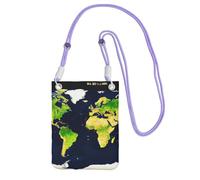 JEJEA World Map Print Crossbody Phone Bag For Women Men, Adjustable Strap Phone Purse, For Travel Shopping