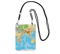 JEJEA World Map Print Crossbody Phone Bag For Women Men, Adjustable Strap Phone Purse, For Travel Shopping