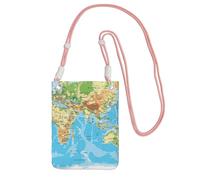JEJEA World Map Print Crossbody Phone Bag For Women Men, Adjustable Strap Phone Purse, For Travel Shopping