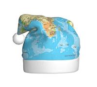 JEJEA World Map Print Gorros De Navidad Para Adultos, Santa Hats For Funny, Novelty Christmas Hats, For Xmas Party