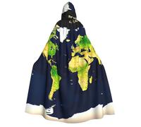 JEJEA World Map print Halloween Hooded Cloak Cape Unisex for Cosplay, Christmas Party Favors Witchy Outfits