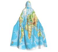 JEJEA World Map print Halloween Hooded Cloak Cape Unisex for Cosplay, Christmas Party Favors Witchy Outfits