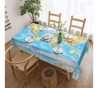JEJEA World Map print Rectangle Tablecloth Waterproof Wrinkle Free Table Cloth For Kitchen Dining Tabletop