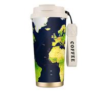 JEJEA World Map Print Stainless Steel Insulated Mugs, Double Wall Coffee Cups, Coffee Travel Mug for Home Office