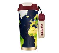 JEJEA World Map Print Stainless Steel Insulated Mugs, Double Wall Coffee Cups, Coffee Travel Mug for Home Office