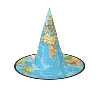 JEJEA World Map Print Women'S Large Witch Hat Witch Hat Witches Hats Halloween Cosplay Party Accessory