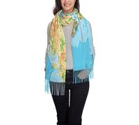 JEJEA World Map Print Women'S Pashmina Shawl Wrap For Evening Dress Bridesmaid Wedding Bridal Winter Soft Scarf