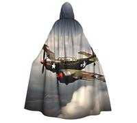 JEJEA World War 2 Aircraft Airplane 2-standard-scale-2_00x print Halloween Hooded Cloak Cape Unisex for Cosplay, Christmas Party Favors Witchy Outfits