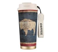 JEJEA Wyoming State Flag Map Print Stainless Steel Insulated Mugs, Double Wall Coffee Cups, Coffee Travel Mug for Home Office