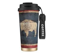 JEJEA Wyoming State Flag Map Print Stainless Steel Insulated Mugs, Double Wall Coffee Cups, Coffee Travel Mug for Home Office