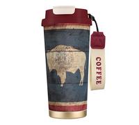 JEJEA Wyoming State Flag Map Print Stainless Steel Insulated Mugs, Double Wall Coffee Cups, Coffee Travel Mug for Home Office