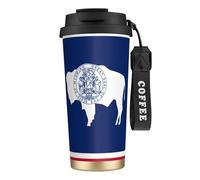 JEJEA Wyoming State Flag Print Stainless Steel Insulated Mugs, Double Wall Coffee Cups, Coffee Travel Mug for Home Office