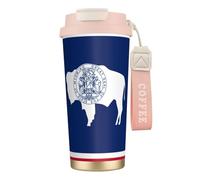 JEJEA Wyoming State Flag Print Stainless Steel Insulated Mugs, Double Wall Coffee Cups, Coffee Travel Mug for Home Office