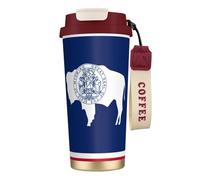 JEJEA Wyoming State Flag Print Stainless Steel Insulated Mugs, Double Wall Coffee Cups, Coffee Travel Mug for Home Office