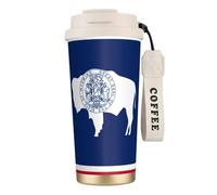JEJEA Wyoming State Flag Print Stainless Steel Insulated Mugs, Double Wall Coffee Cups, Coffee Travel Mug for Home Office