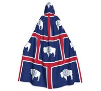 JEJEA Wyoming State Flag Print Witch Wizard Hooded Cloak, Adult Halloween Party Cape, For Witch Vampire Cosplay Costume