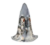 JEJEA Xmas Snowman Print Halloween Cosplay Christmas Party Outfits Hooded Wizard Robe Halloween Cloak Medieval Renaissance