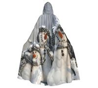 JEJEA Xmas Snowman Print Witch Wizard Hooded Cloak, Adult Halloween Party Cape, For Witch Vampire Cosplay Costume