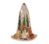JEJEA Xmas Tree Ball Stars Print Halloween Cosplay Christmas Party Outfits Hooded Wizard Robe Halloween Cloak Medieval Renaissance